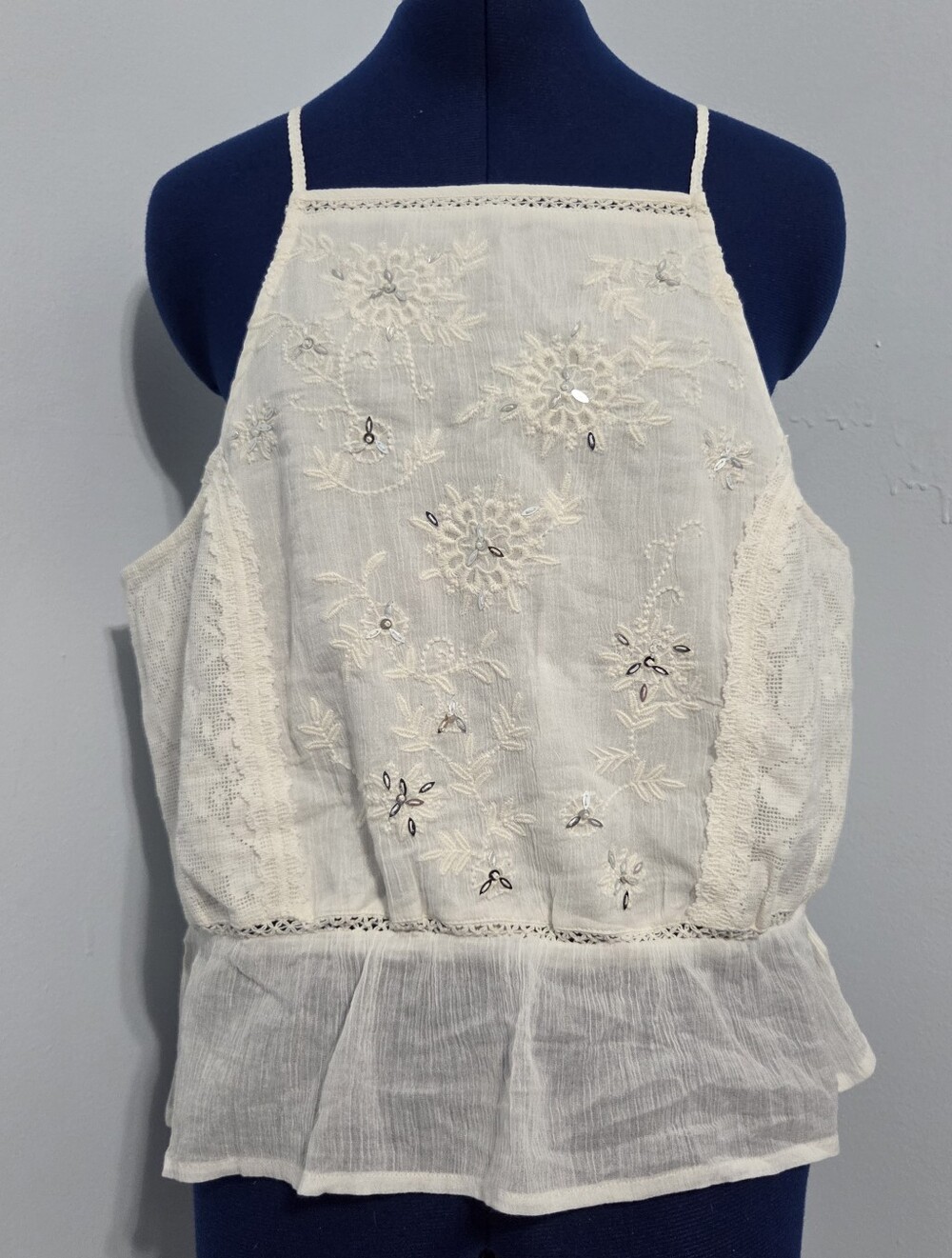 Off White Boho Lace Cami Size L